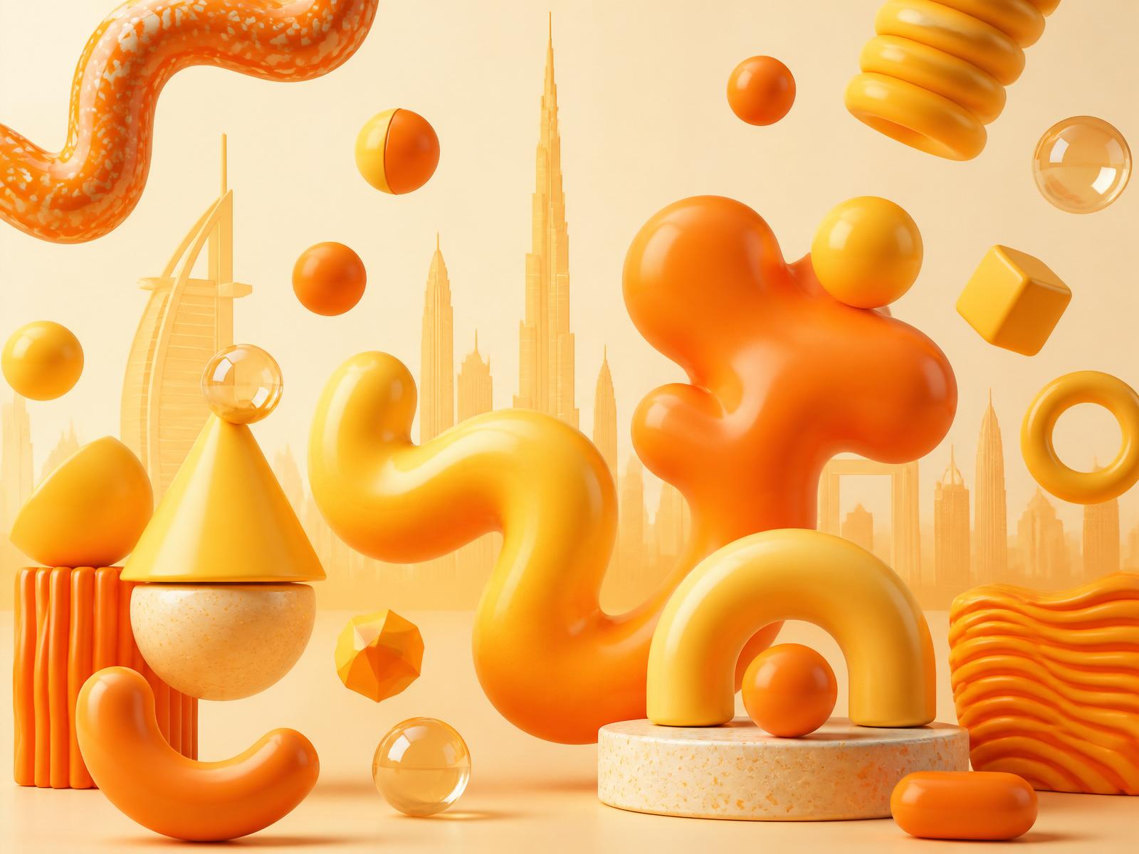 Colorful abstract shapes representing Klyro's Dubai digital studio